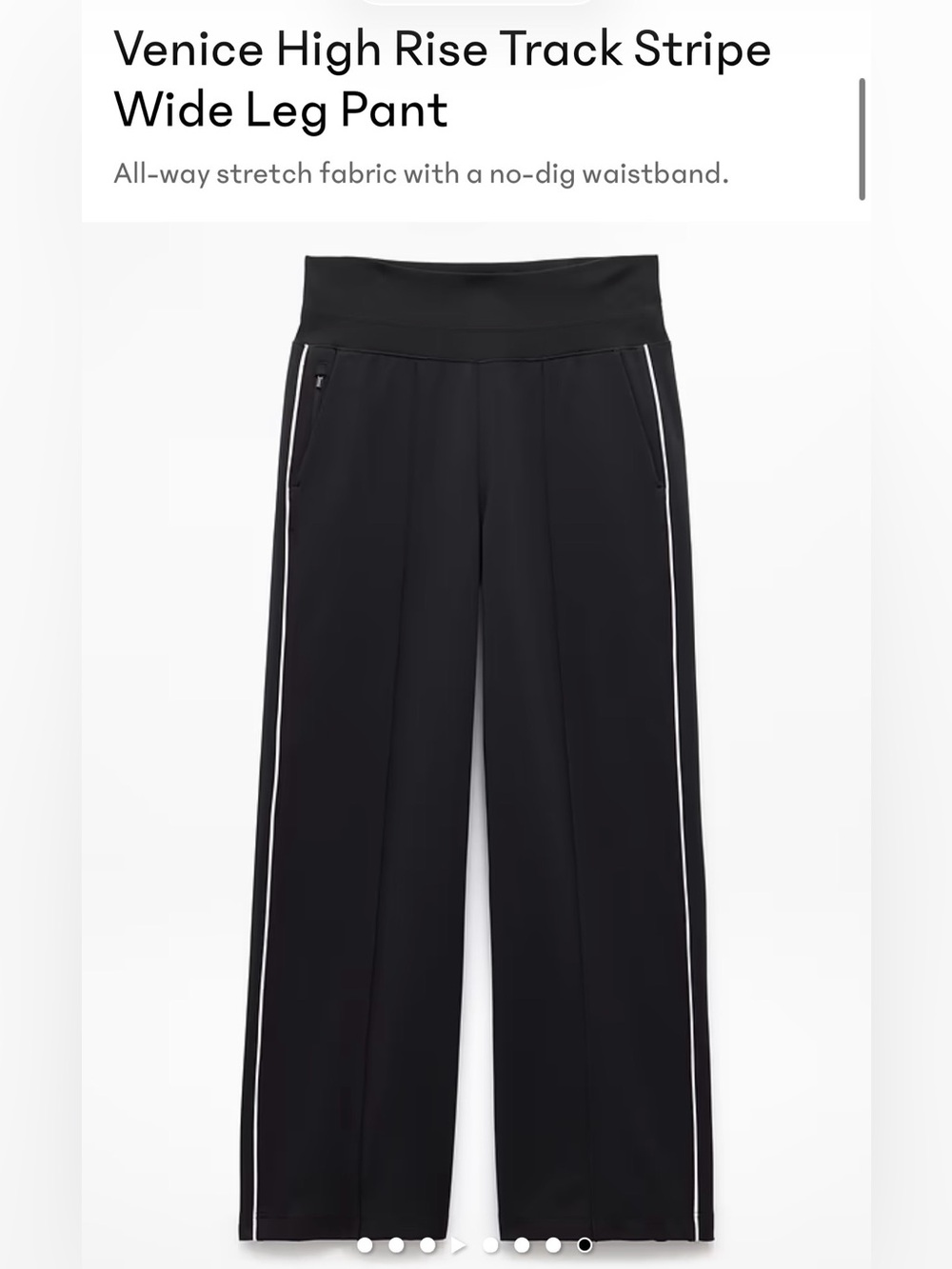 Athleta Black Wide Leg Track Pants with White Side Stripes